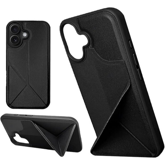 Leather Case for iPhone 16, Anti-Fall Phone Case with Built-in Foldable Stand Ne - Picture 1 of 3